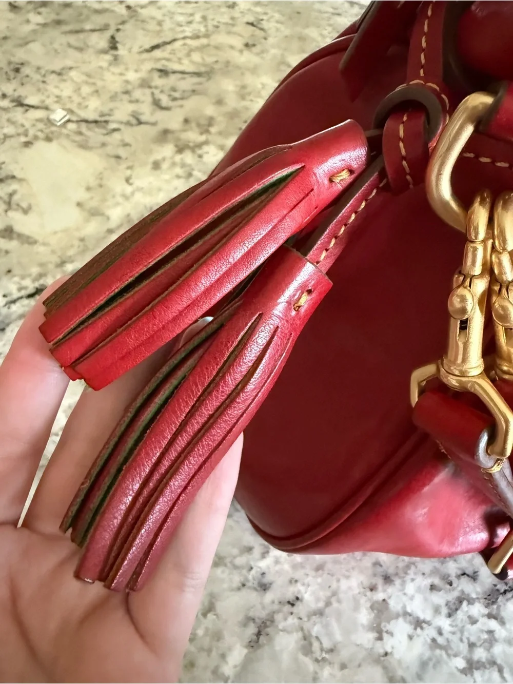 Dooney & Bourke Florentine Satchel Large Handbag Bright Red Leather